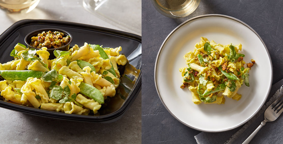 Barilla Spring Campanelle with Greens and Pistachio Gremolata