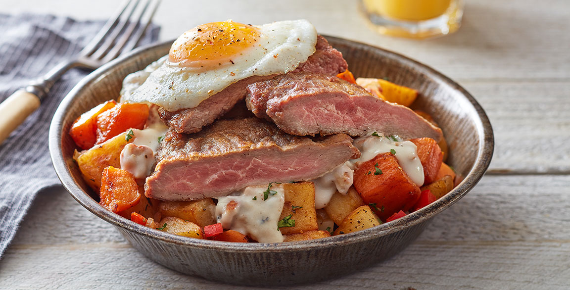 Chicken-Fried Aussie Steak Breakfast Bowl