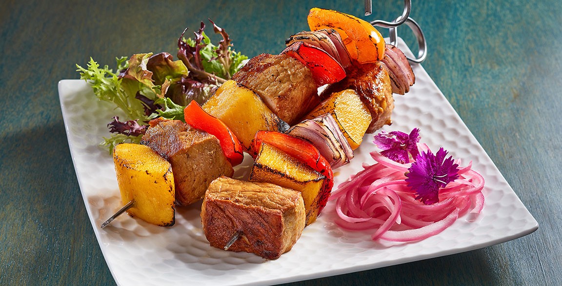 Indonesian Spicy Mango Pork Skewers