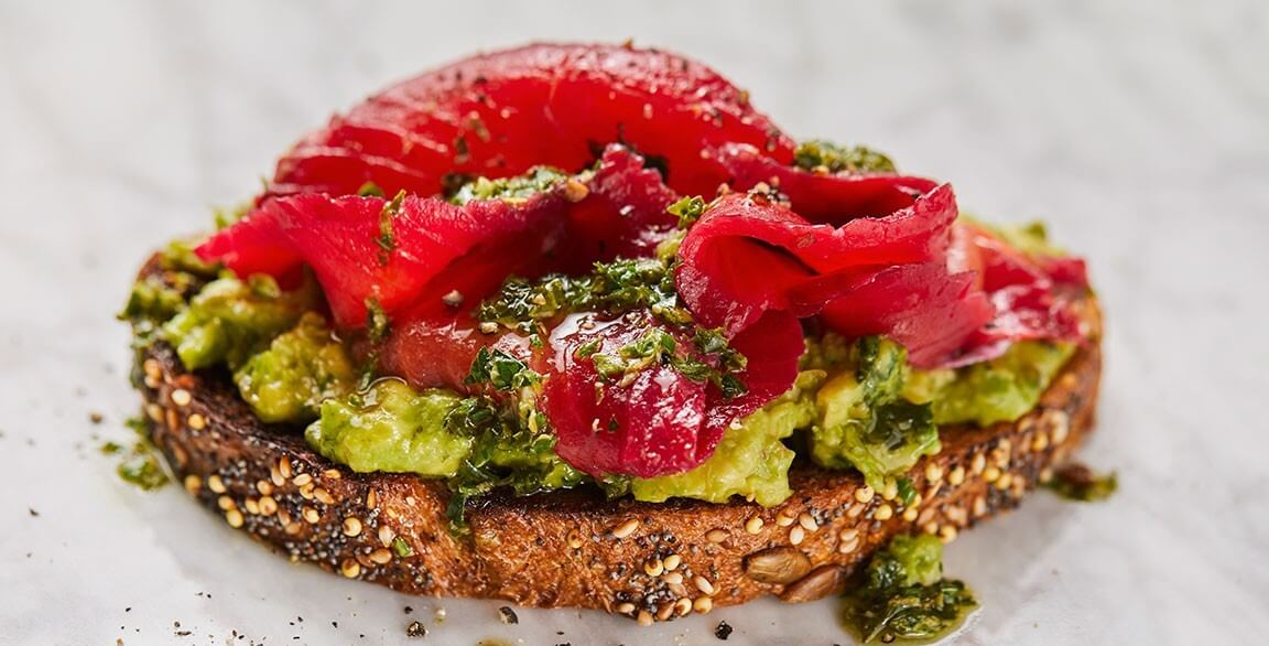 Avocado Toast with Beet-Cured Alaska Salmon