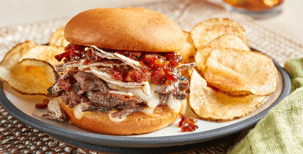 Braised Smokey Bacony Garlic Short Rib Slamwich