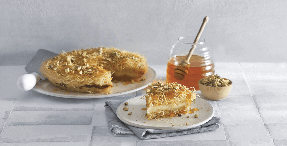 Kunefe with Orange Blossom Honey Syrup