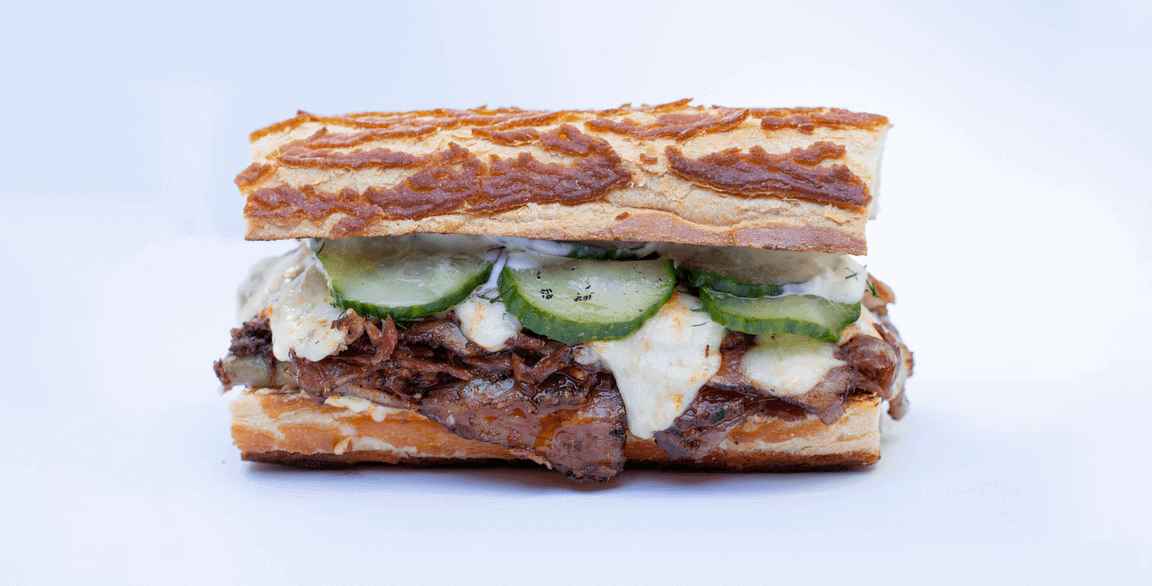 Dutch Crunch Delight: Smoked Pastrami Sandwich