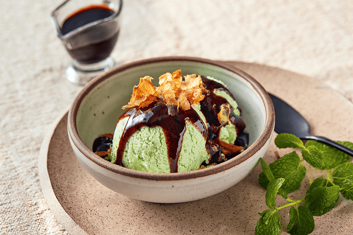 Unagi Sauce Balsamic Syrup and Wasabi Ice Cream