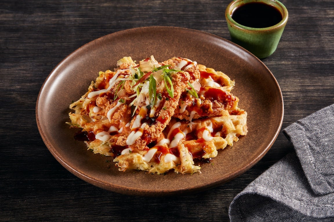 Japanese Chicken & Okonomiyaki Waffles
