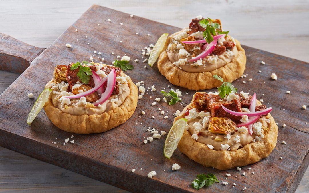 Queso Fresco and Short Rib Birria Sopes with Roasted Artichoke and Warm White Bean Dip Recipe courtesy of Michael Slavin | Sponsor: California Milk Advisory Board