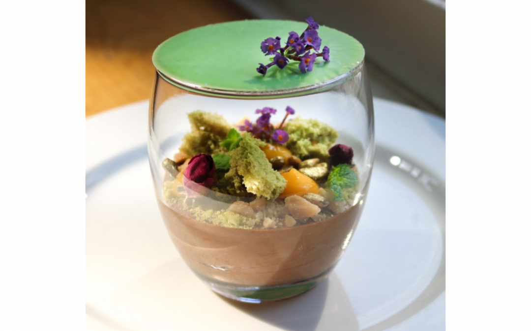 An “Edible Terrarium” With Chocolate Mousse and Pistachio “Soil” Soby's | Greenville, S.C.