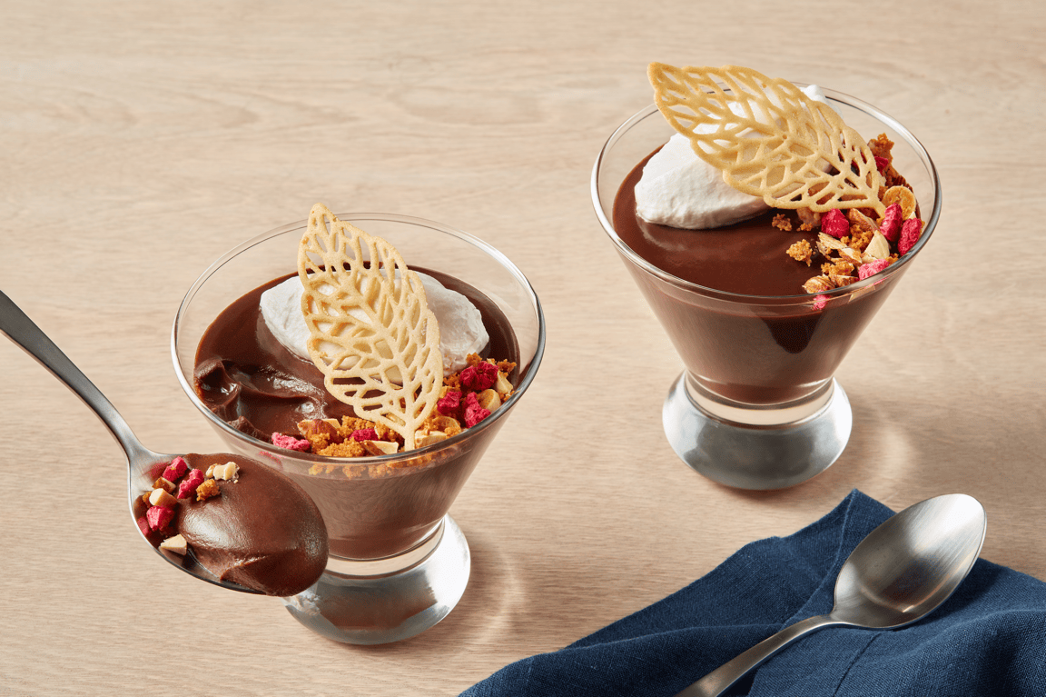 8. Ghirardelli® Chocolate Budino with Sea Salt Caramel and Brown Butter-Roasted White Chocolate Streusel