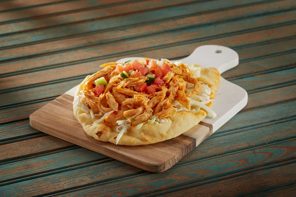 Turkey Flatbread with Rose Harissa and Tahini