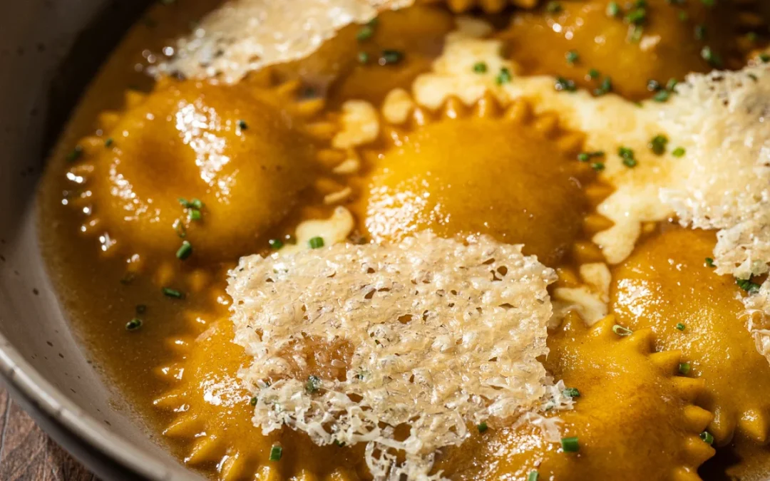 French Onion With a Vegetarian Twist Restaurant Olivia’s French Onion Ravioli skips the beef