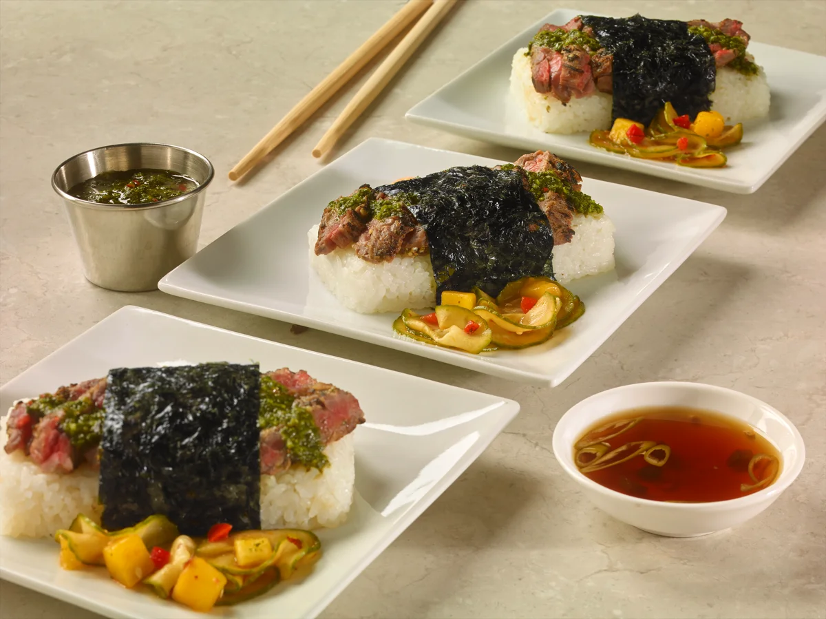 Steak Musubi with Chimichurri Sauce 