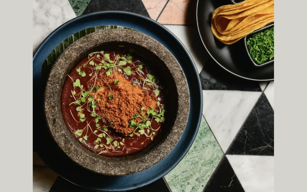 Cheese Pull Salsa negra complements melted cheese nicely